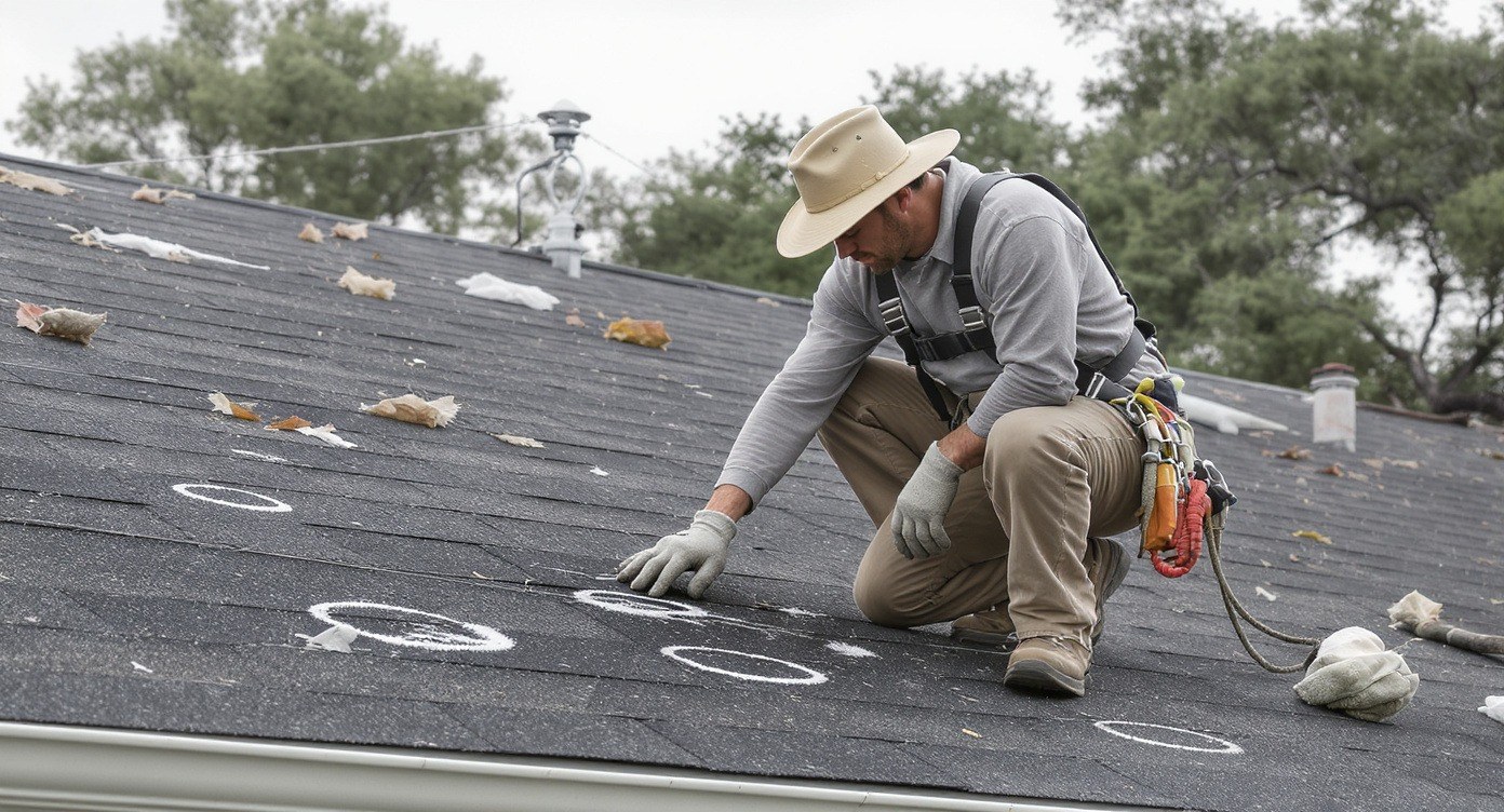 Hail damage roof repair in San Antonio